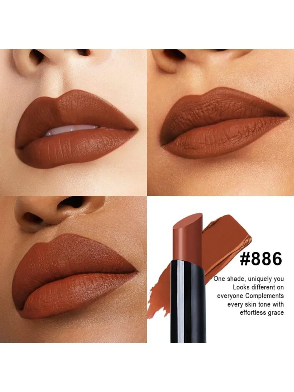 Women's 886# Warm Brown Long Lasting Waterproof Velvet Matte Stick Lipstick